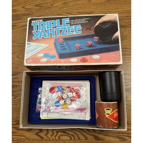 1980 Deluxe Triple YAHTZEE Dice Game By E.S. Lowe Complete! Vintage! See BONUS - Picture 11 of 11